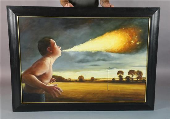 § Andrew Crocker (1962-) The Fireman 33.5 x 49.25in.
